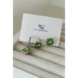 Gümüş Renk Taş Detaylı VİP 3lü YSX Küpe Set