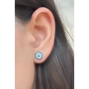 Gümüş Renk Taş Detaylı YSX Küpe (Çift)