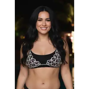 Gümüş Renk Taşlı Bikini Üstü /Bralet /Vücut Aksesuarı