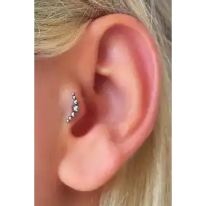 Gümüş Renk Top Detaylı Çelik Tragus/Kıkırdak Küpe/Piercing (Tek)