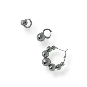 Gümüş Renk Top Detaylı VİP 3lü YSX Küpe Set