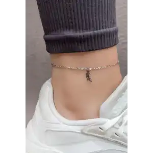 Gümüş Renk Yaprak Figürlü Çelik Halhal