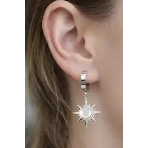 Gümüş Renk Yıldız Figürlü Çelik Küpe (Çift)