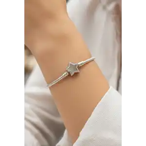 Gümüş Renk Yıldız Figürlü Bileklik
