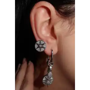 Gümüş Renk Yıldız Figürlü Taş Detaylı 3lü YSX Küpe Set