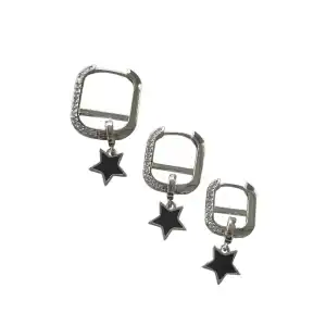 Gümüş Renk Yıldız Figürlü Taş Detaylı VİP 3lü YSX Küpe Set