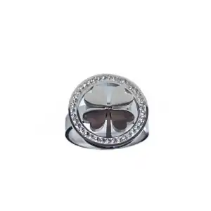 Gümüş Renk Yonca Figürlü Ayarlanabilir Çelik Yüzük