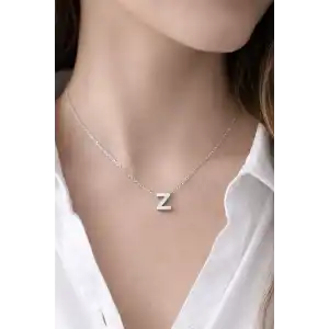 Gümüş Renk Z Harf Çelik Kolye