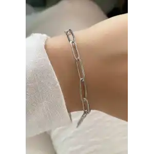 Gümüş Renk Zincir Çelik Bileklik (Unisex)