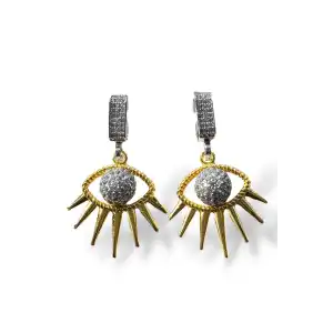 Gümüş Ve Altın Renk Göz Figürlü Küpe (Çift)