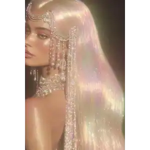Hologramlı Yan Postiş Hair Tinsel Shiny Hair (50 Cm)