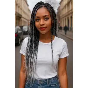 Iki Renk Ombreli Afrika Zenci Örgüsü Box Braid Sentetik Saç 60 cm 100 gr