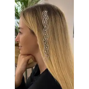 İnci Detaylı Yıldız Figürlü İnci Detaylı Saç Taşı/ Yapışkanlı İncili Saç Sticker