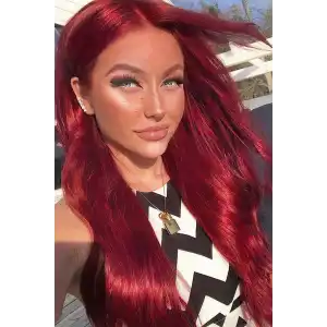 Isıya Dayanıklı Yarımay Çıt Çıt Saç - 39# - Şarap Kızıl - Dalgalı - 60 Cm - 110 Gr ( Sevil )