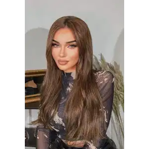 Isıya Dayanıklı Yarımay Çıt Çıt Saç - SH6D- Fındık Kahve - Düz - 60 Cm - 110 Gr (Pınar)