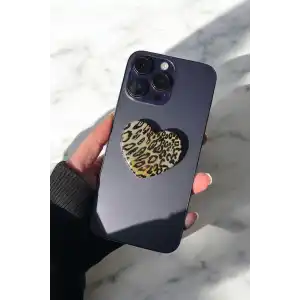 Kahve Renk Kalp Figürlü 3D Telefon Tutacağı
