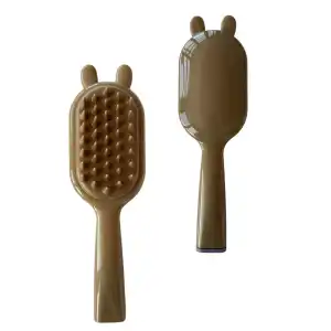 Kahve Renk Kulak Detaylı  Saç Tarama Fırçası/ Tarak