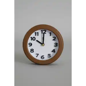 Kahve Renk Mini Dekoratif Alarmlı Yuvarlak Masa Saati