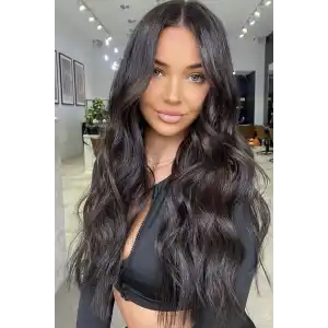 Kahverengi - Dalgalı - 60 Cm - 110 Gr + 2 Adet Yan Çıt Çıt Saç