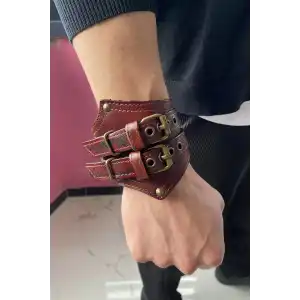 Kahverengi Deri Erkek Bileklik
