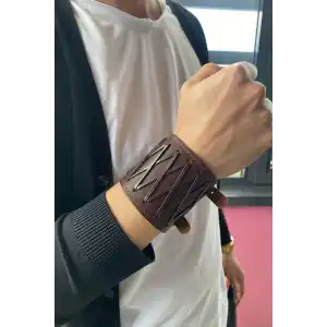 Kahverengi Deri Erkek Bileklik