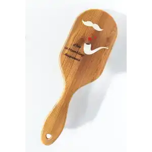 Kahverengi Karışık Figürlü Ahşap Görünümlü Şaç Fırçası/ Tarak