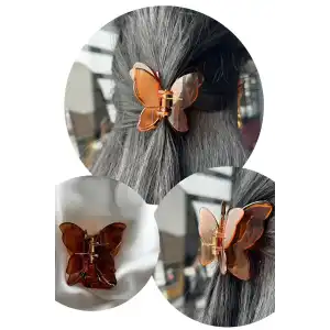 Kahverengi Kelebek Figürlü Leopar Desenli Mandal Toka