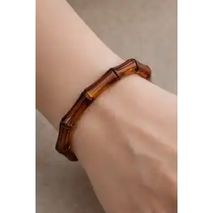 Kahverengi Renk Boncuk Detaylı Mika Bileklik