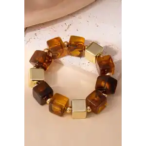 Kahverengi Ve Altın Renk Boncuk Detaylı Bileklik