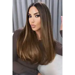 Kahverengi Ve Sarı Ombreli Dalgalı Peruk