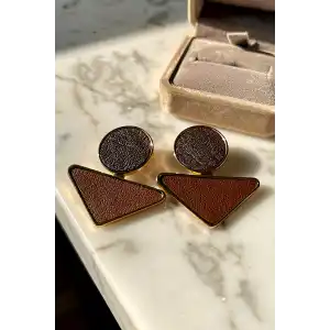 Kahverengi Ve Siyah Renk Sallantılı Küpe (Çift)