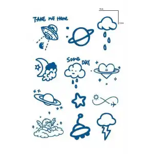 Karışık Figürlü 12 Saat Sonra Kararan Geçici Mini Dövme Tattoo