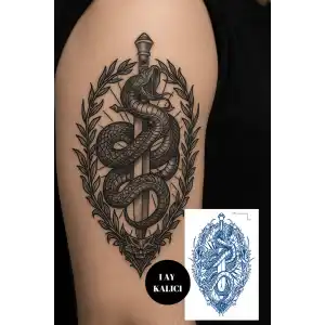 Karışık Figürlü 12 Saat Sonra Kararan Geçici Orta Dövme Tattoo