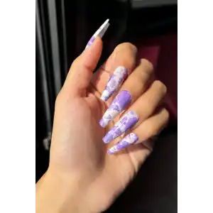 Karışık Renk 12li Sulu Boya Efektli Takma Tırnak Set