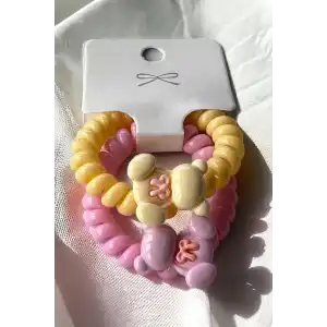 Karışık Renk 2li Ayıcık Detaylı Helezon Toka