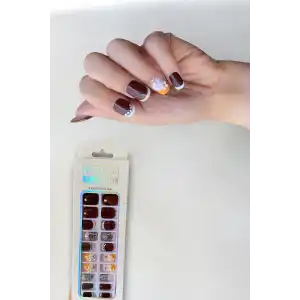 Karışık Renk 24lü Taş Detaylı Takma Tırnak Set