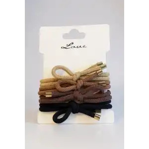 Karışık Renk 4lü Kurdele Detaylı Lastik Toka Set