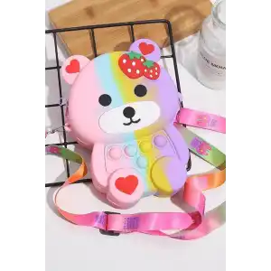 Karışık Renk Ayıcık Figürlü Çocuk Pop-İt Çanta