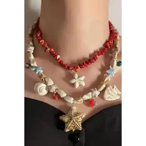 Karışık Renk Charmlı Tasarım Kolye