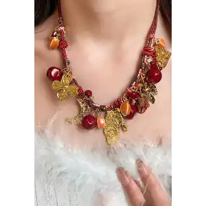 Karışık Renk Charmlı Tasarım Kolye