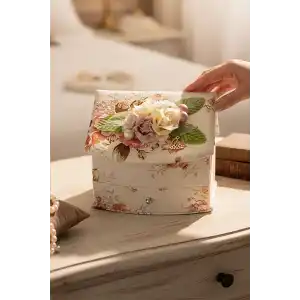 Karışık Renk Çiçek Figürlü Ayna Detaylı Çekmeceli Takı Organizeri