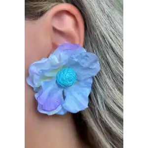 Karışık Renk Çiçek Figürlü Küpe (Çift)