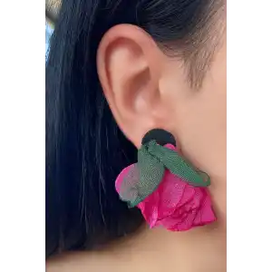 Karışık Renk Çiçek Figürlü Küpe (Çift)