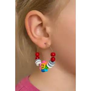 Karışık Renk Fimo Halka Küpe (Çift)