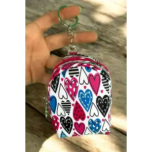 Karışık Renk Kalp Figürlü Anahtarlık /Cüzdan
