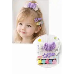 Karışık Renk Lastik Yan Toka Ve Mini Mandal Toka Set