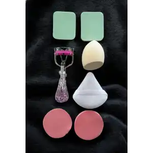 Karışık Renk Makyaj Süngeri/ Kirpik Kıvırma Aparatı/ Pudra Süngeri Set