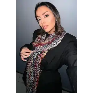 Karışık Renk Örgü Detaylı Şal