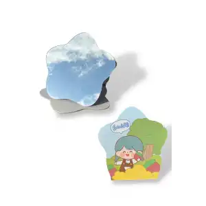 Karışık Renk Smile Yazılı Çocuk Figürlü Masa Aynası