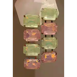 Karışık Renk Taş Detaylı Abiye Küpe (Çift)